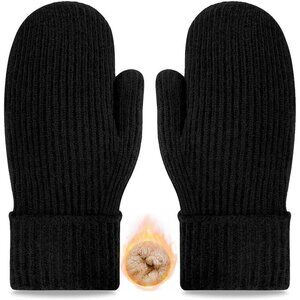 Winter Mittens for Women Men Warm Fleece Knit Snow Gloves for Cold Weather
